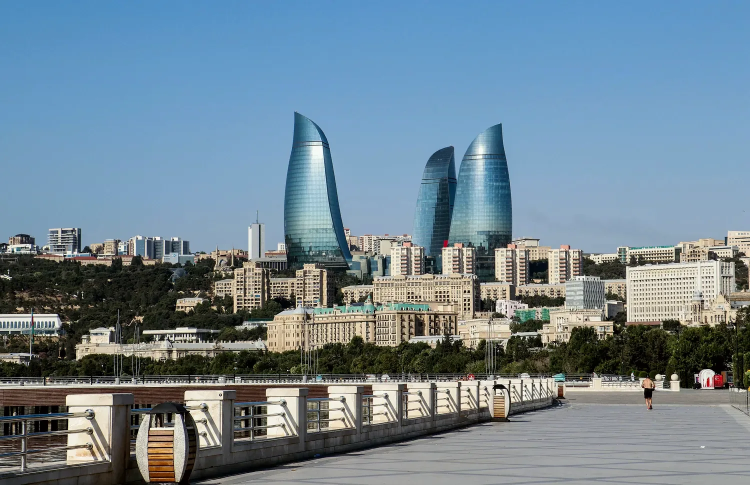 The Flame Towers above the boulevard