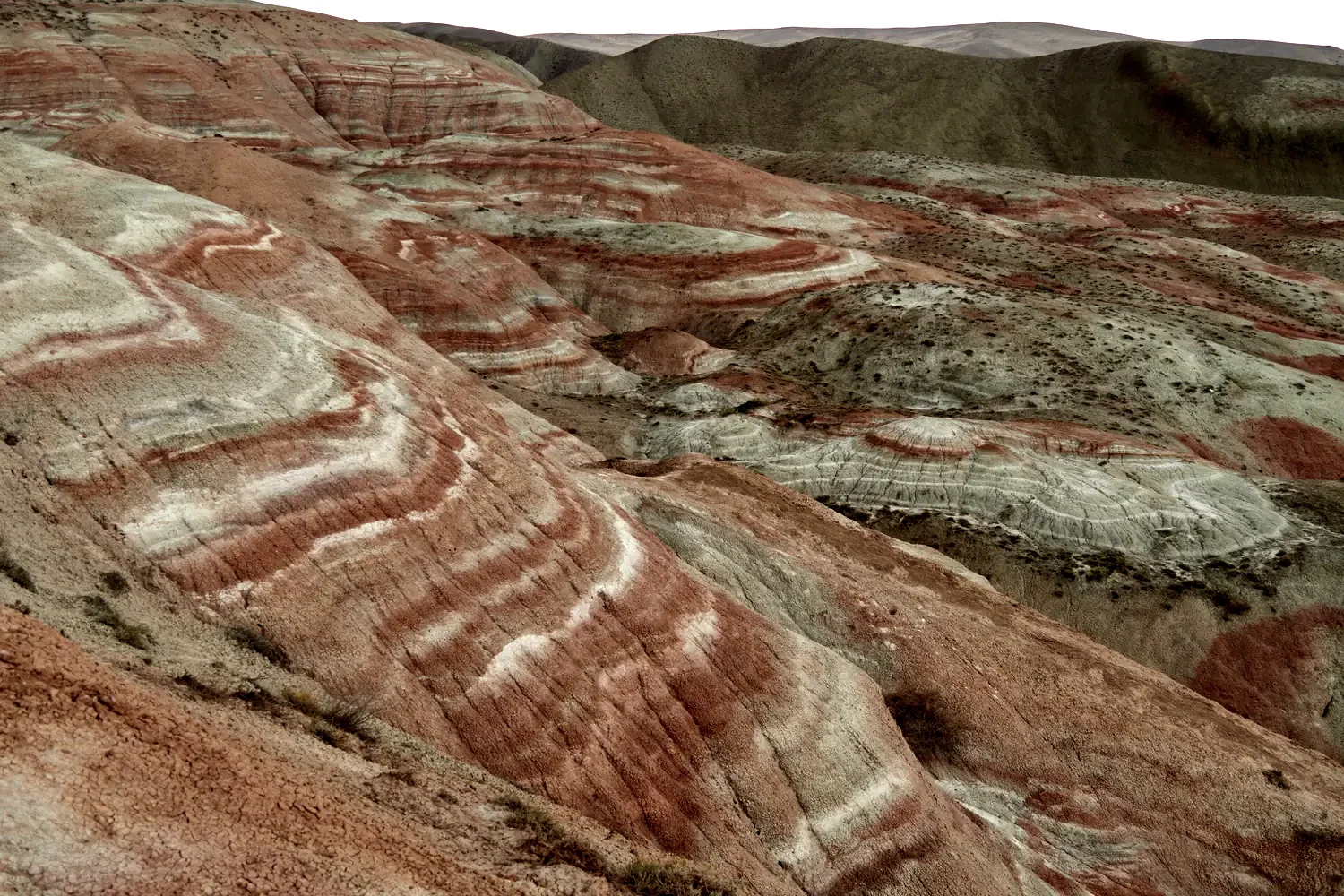 Iron oxide, laid down and then tilted.