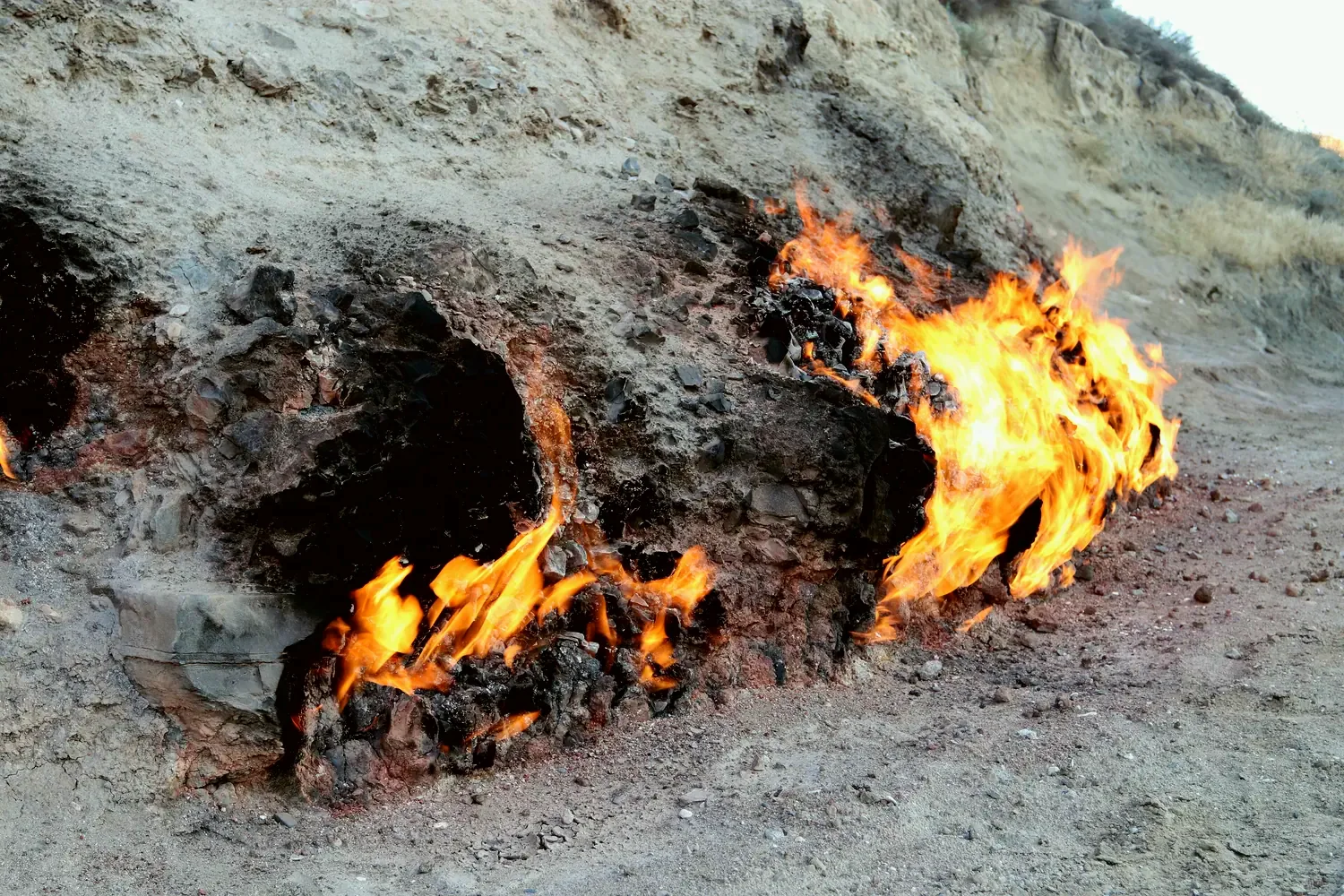 Gas burning straight out of the sandstone