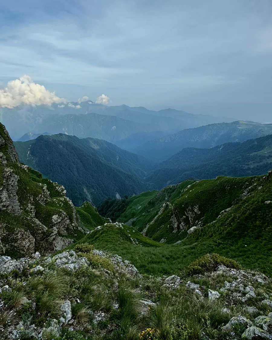 Snow on the peaks of the Shahdag range in the Greater Caucasus.